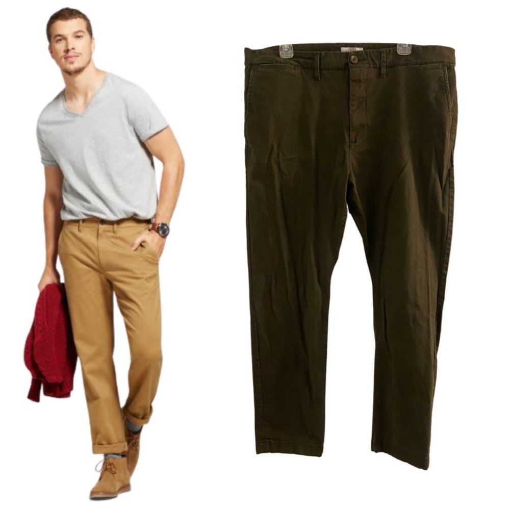 Goodfellow & Co. brown Hennepin Chino taper ankle midrise pants sz 38 x 27 - Picture 2 of 8